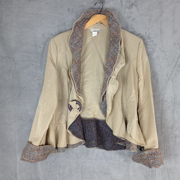 Design Today's Art To Wear Artsy Open Jacket 1X Unique Wired Collar Plus Size - Picture 1 of 10